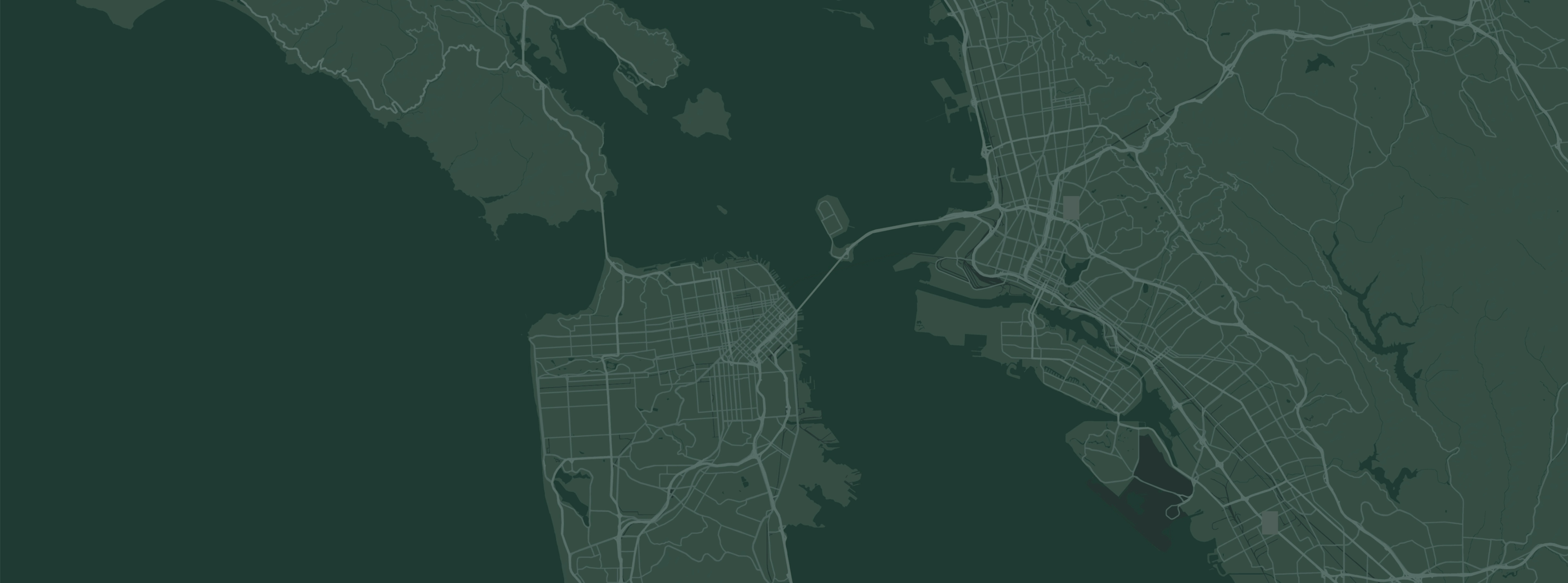 Decorative map of the San Francisco Bay centered on San Francisco.